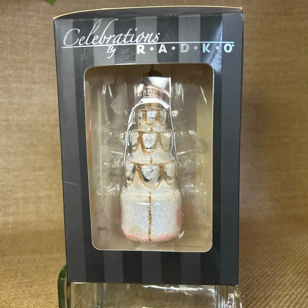 Radko Our First Christmas Wedding Cake Ornament NIB 2008 Celebrations